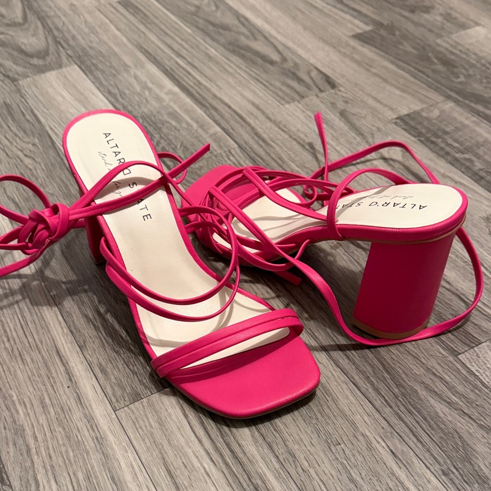Altar'd State Fuchsia Strappy Block Heels